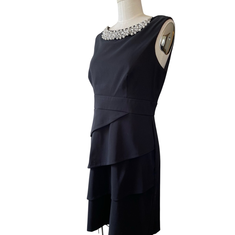 ❤️ Connected Apparel Audrey Pearl Jeweled Black Retro Sheath Dress - Picture 7 of 13